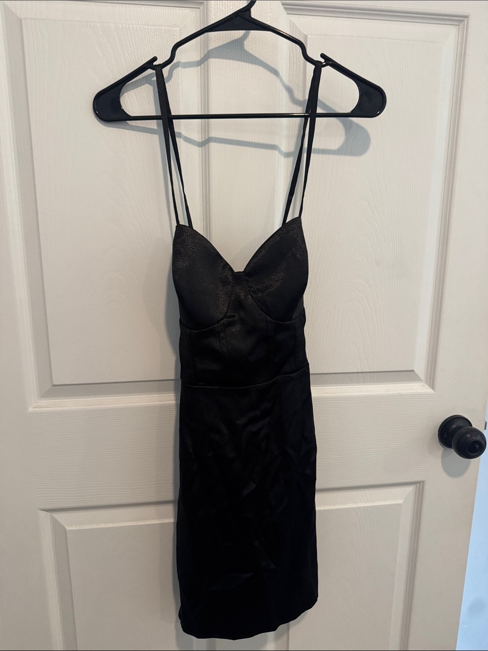 wild fable Black Satin Slip Dress with Double Spaghetti Straps